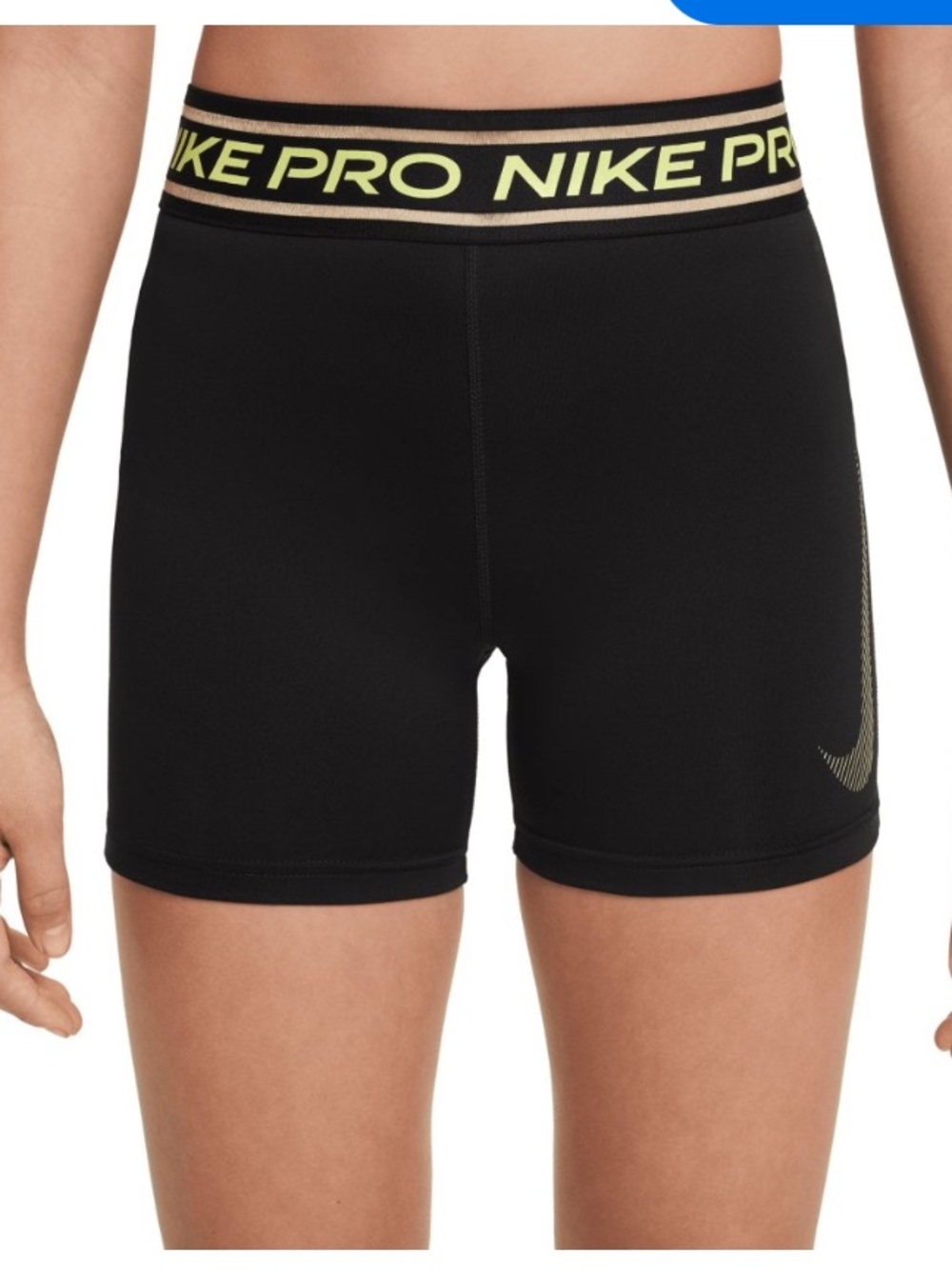 Nike Pro Dri-Fit 3" Shorts Girls - black/light lemon twist HV0733-011 NWT